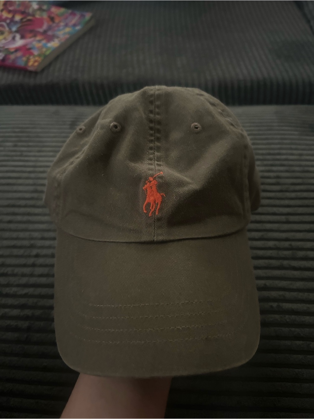 Polo Ralph Lauren Olive Baseball Cap with Orange Pony Logo